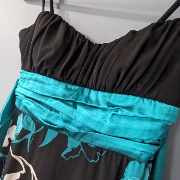 Black teal homecoming cocktail formal dress size small junior - Picture 2 of 8